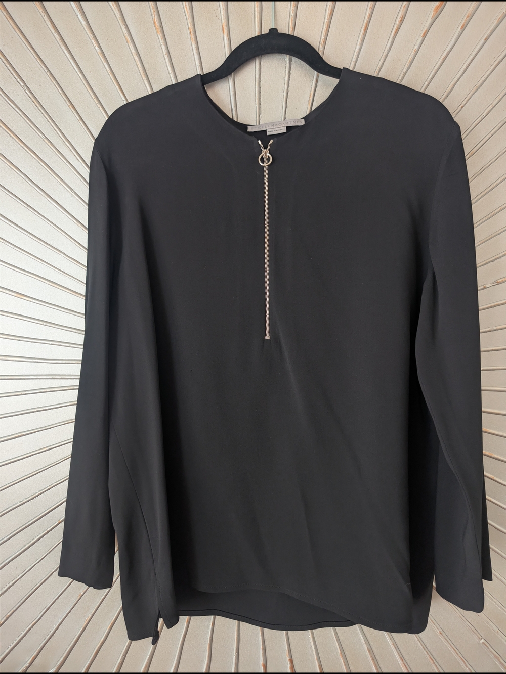 Stella McCartney Black Long-Sleeve Zip-Front Blouse